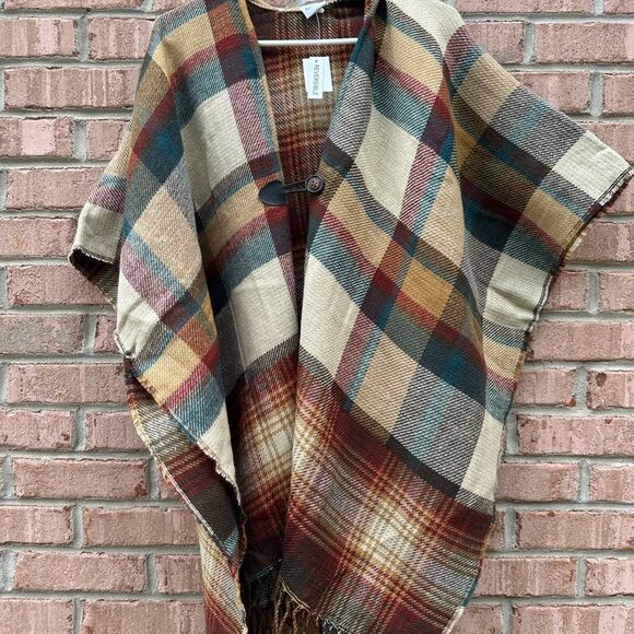 Sonoma Jackets & Blazers - Plaid Wool Blend Poncho